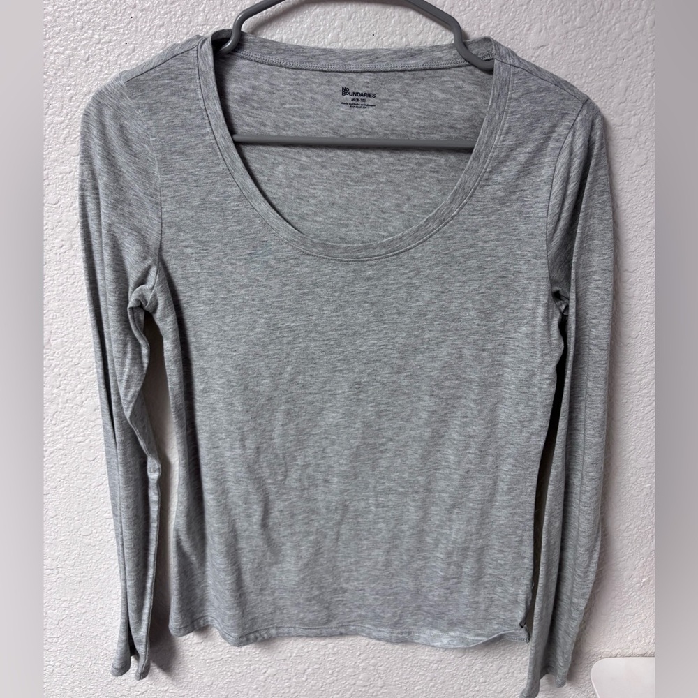 No Boundaries Heather Gray Long Sleeve Tee